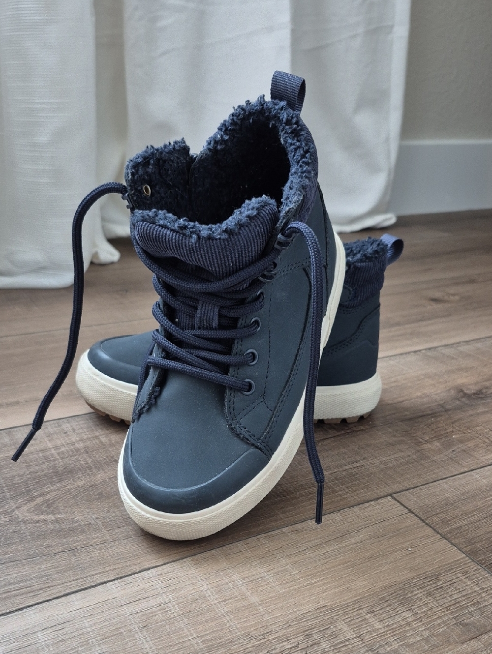 next Kids Navy Faux-Fur Lined Boots Size 12 Boys